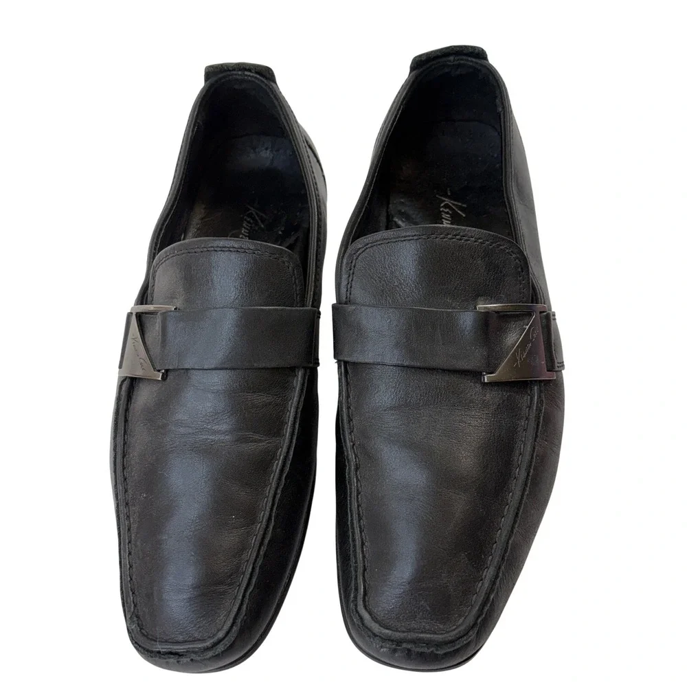 Kenneth Cole Next Wave Loafers Mens 8.5 Black Good Leather Square Toe‎ M73172